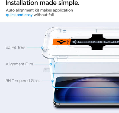Spigen Tempered Glass Screen Protector [Glas.tR EZ Fit] designed for Galaxy S23 Plus (2023) [Case Friendly] - 2 Pack