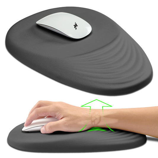 Hokafenle Ergonomic Mouse Pad Wrist Support, Terraced Slope Carpal Tunnel Wrist Pad for Mouse with Unibody Memory Foam, Wrist Rest Pain Relief Mousepad (Dark Grey, 11.8x7.9 in)