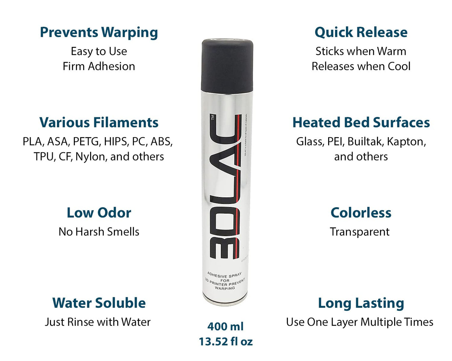 3DLAC spray adhesive for perfect adhesion to the 3D printer print bed, 400 ml