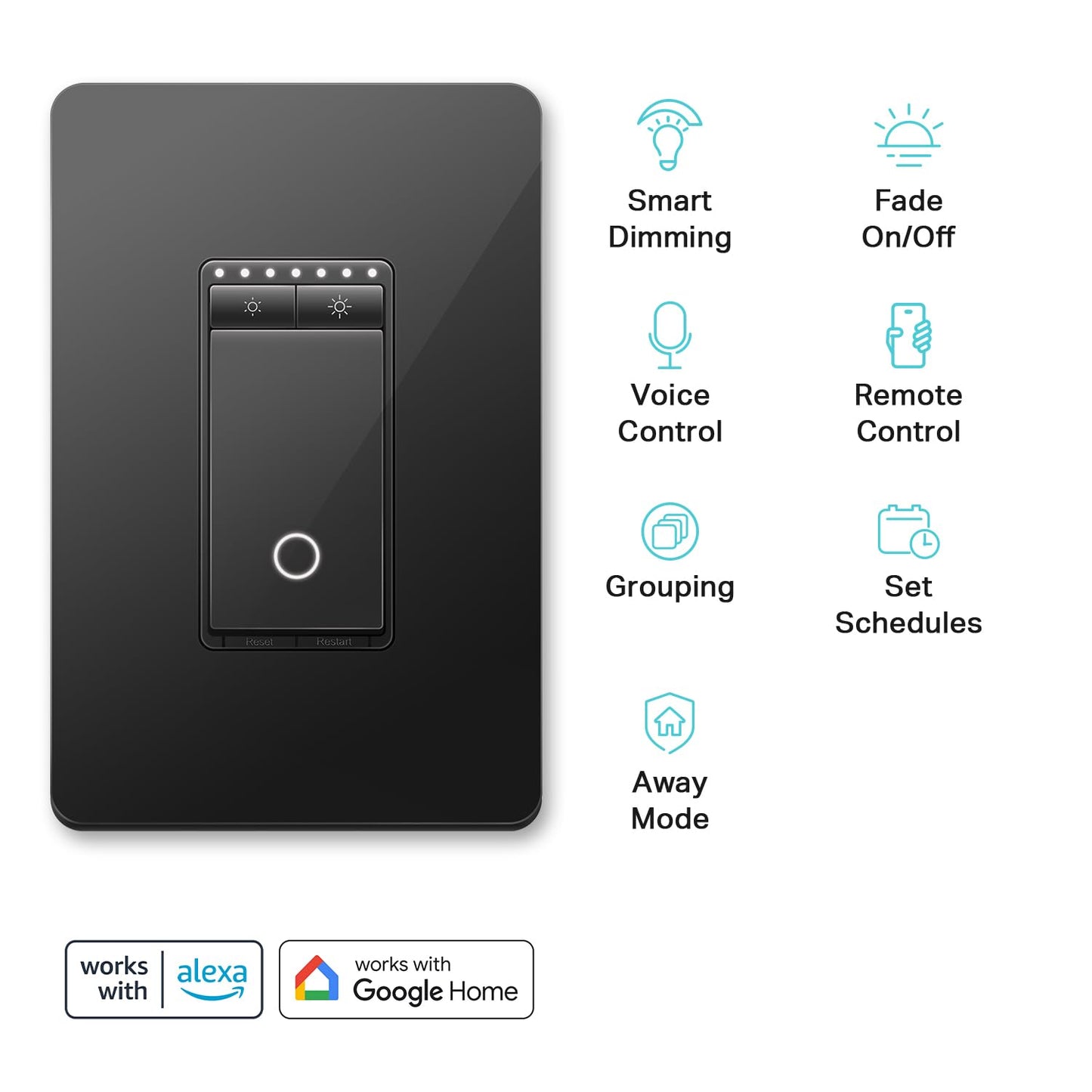 Kasa Smart Light Switch HS200, Single Pole, Needs Neutral Wire, 2.4GHz Wi-Fi Light Switch Works with Google Home, UL Certified, No Hub Required, White