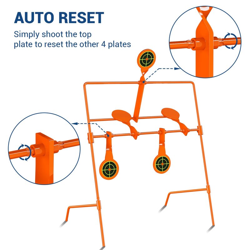 Highwild Air Gun Resetting Target Auto Reset Steel Target, Rated for .22 Caliber - Neon Orange