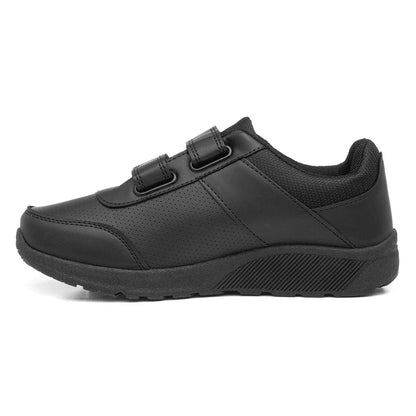 Boys Easy Fasten Black Trainer - Size 12 Child UK - Black