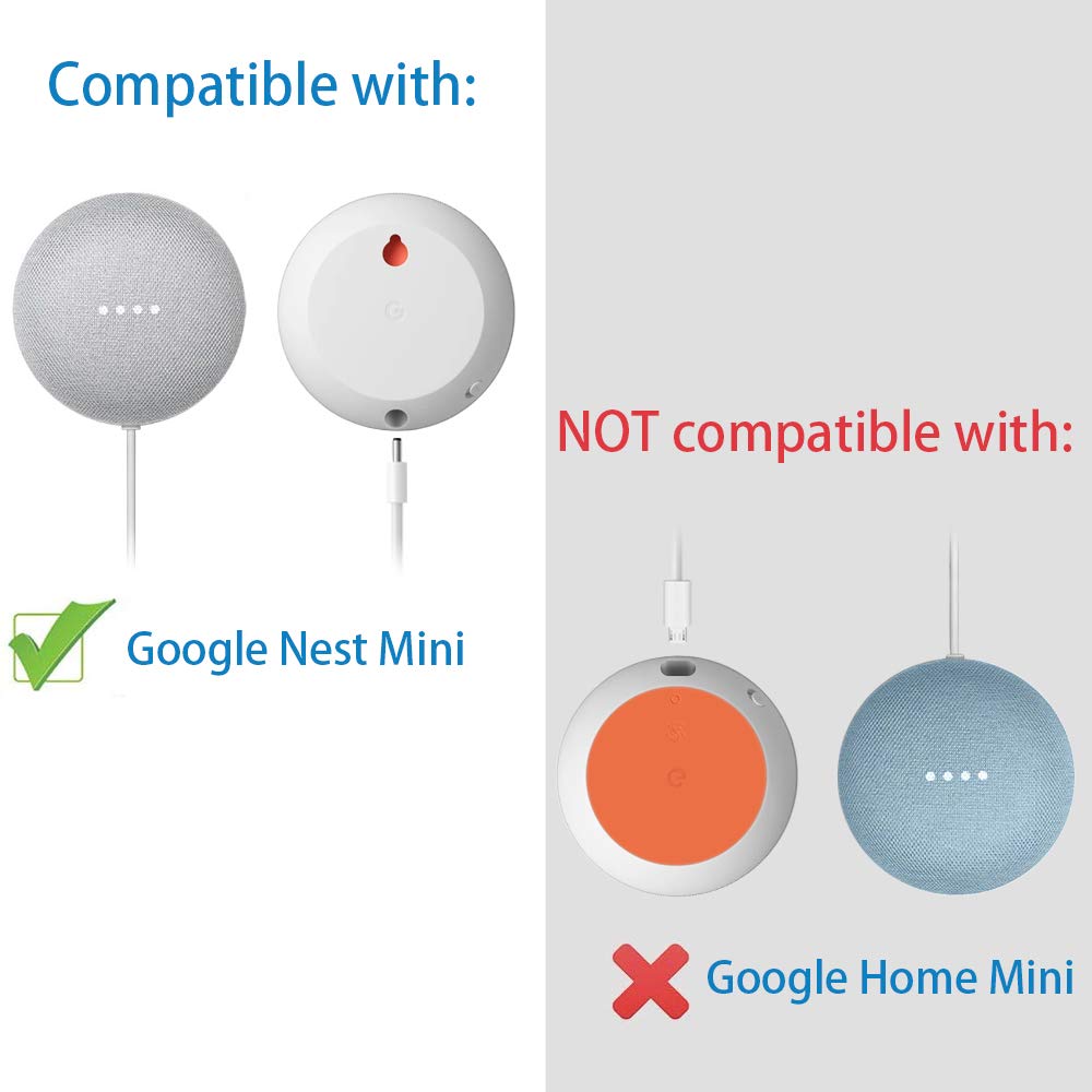 Caremoo Google Nest Mini Wall Mount Holder, Space-Saving Design Outlet Mount, Perfect Cord Management for Google Nest Mini 2nd Generation (White)