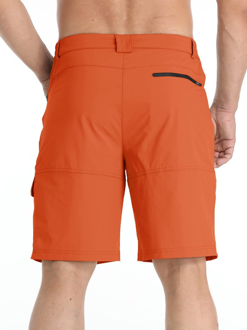 TACVASEN Mens 10" Lightweight Hiking Outdoor Cargo Travel Shorts Quick Dry Casual Breathable Fishing Dress Golf Summer Shorts Orange 34