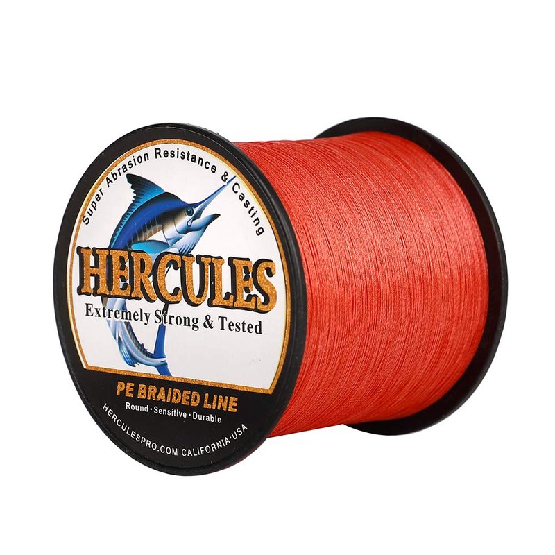 HERCULES Super Cast 300M 328 Yards Braided Fishing Line 60 LB Test for Saltwater Freshwater PE Braid Fish Lines Superline 8 Strands - Red, 60LB (27.2KG), 0.40MM