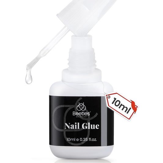 Beetles Press On Nail Glue Quick-Drying 10ml Super Strong Nail Glue, Brush on Glue for Acrylic & Fake Nails, No Uv Light Needed, Long Lasting Fall Halloween Nails, DIY Home Manicure
