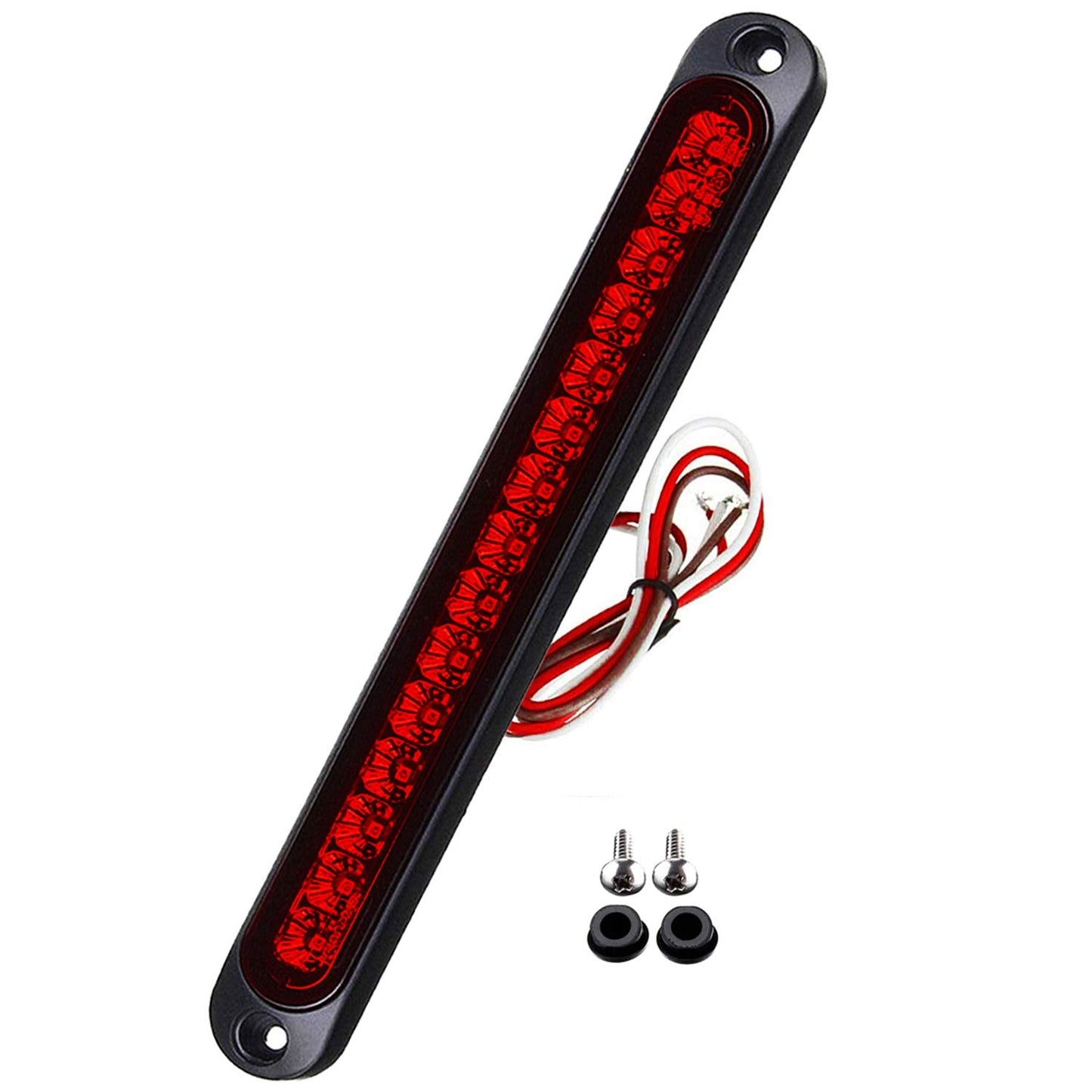 2 Pack 10" 15 LED Trailer Identification Light 9 to 30-volt, LED Stop Turn Tail Light Assembly Third Brake Bar Strip Truck Rear Marker Light IP67 Waterproof for Heavy Duty Marine Boats Trucks Pickups