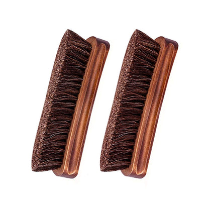 KY-Tech 2pcs Premium Horsehair Shoe Brush - Shoe Shine Brush with Horse Hair Bristles for Boots, Car Seats, Sofas, Bags