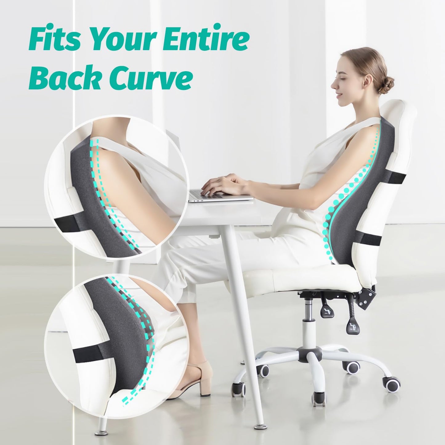 Dreamer Car High Back Support for Office Chair Fully Support Entire Back for Comfort,Pain Relief and Posture Improved- Memory Foam Lumbar Support Pillow for Office Chair,Recliner