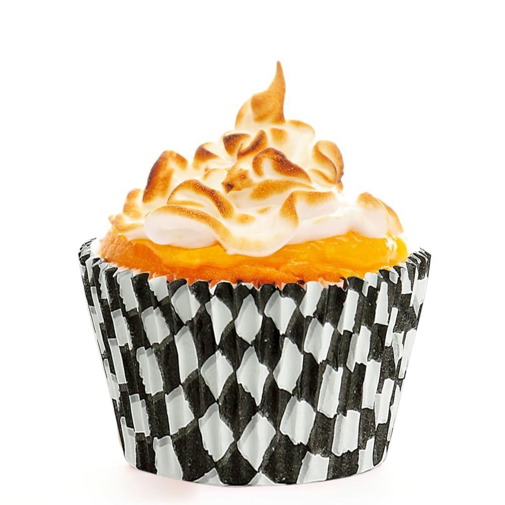 BinaryABC Black Checkered Cupcake Liners Baking Cups,Birthday Cake Decorations Party Supplies,100Pcs