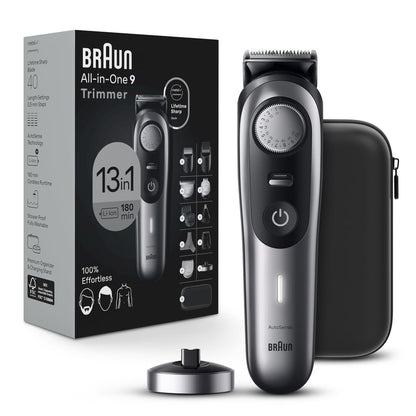 Braun All-in-One Men's Shaving Kit Series 9 9440, 13-in-1 Beard, Face, Nose, Ear Trimmer, Hair Clippers, Body Groomer and Manscaping