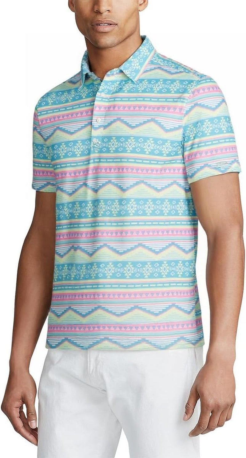 Moisture-Wicking Golf Shirt for Men - Dry Fit Polo with 4-Way Stretch | Short Sleeve Performance Print