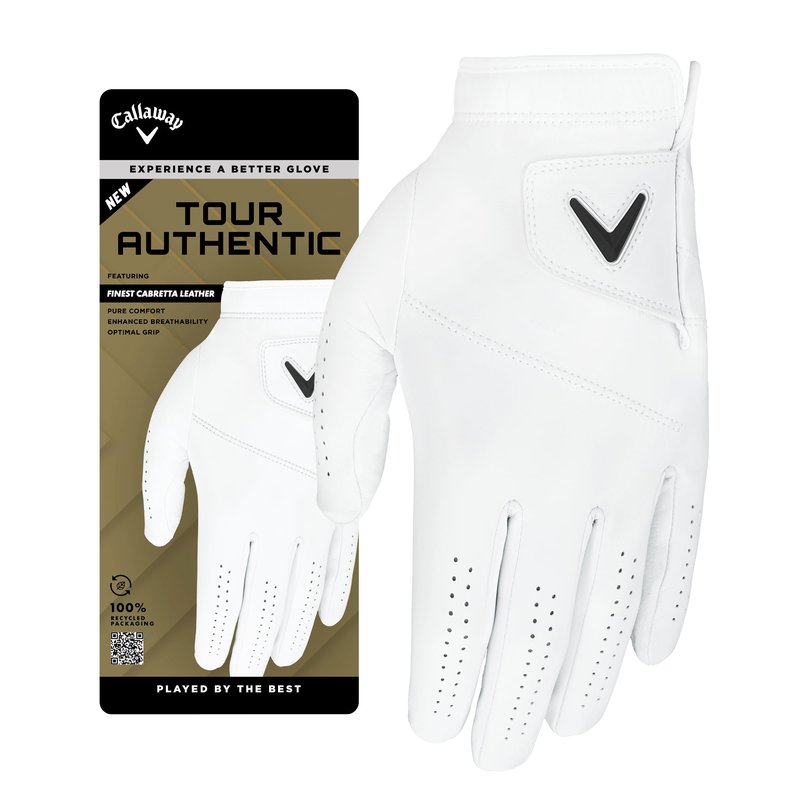 Callaway Golf Tour Authentic Glove (Standard, Medium/Large, White, Worn on Left Hand)