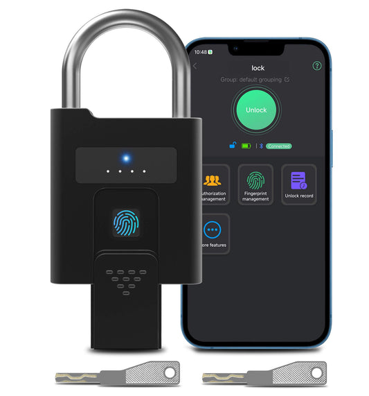 eLinkSmart Fingerprint Padlock with Key Backup, Heavy Duty Weatherproof Bluetooth Biometric Keyless Electronic Digital Smart Pad Lock for Gate Outdoor Fence Gym Locker Pool Shed Storage