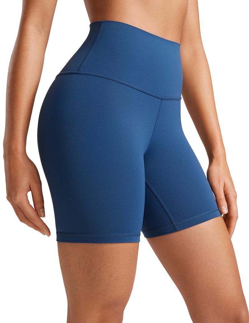 CRZ YOGA ButterLuxe Biker Shorts 6" - High Waisted Workout Running Volleyball Spandex Yoga Womens French Navy Small