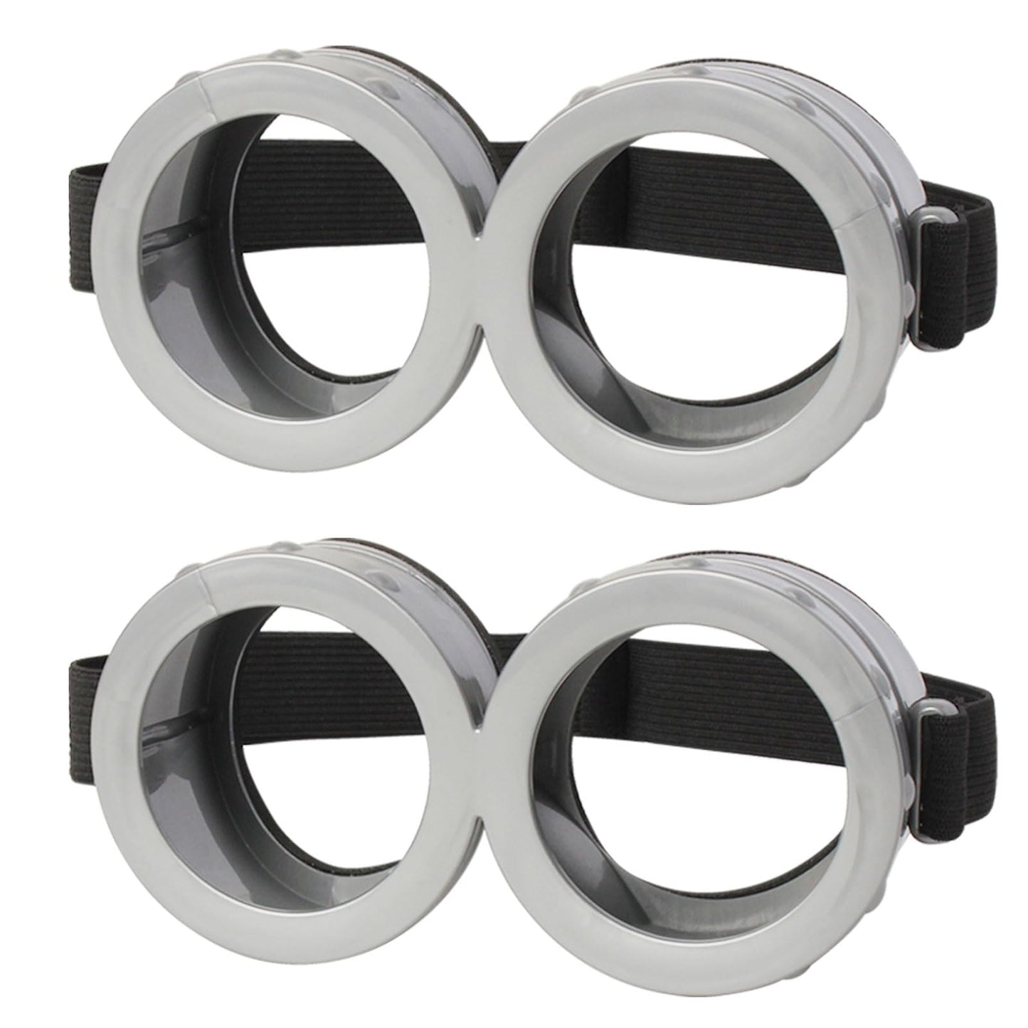 HEYFIZZ 2 Pack Halloween Goggles for Adult Kids, Goggles Glasses Costume Accessories for Men Women Cosplay Party Set Silver