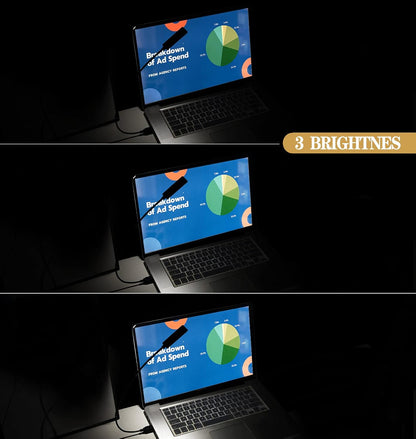 USB Laptop Light with Adjustable Gooseneck, 3 Color x 3 Brightness + 3 Mini LED Lights