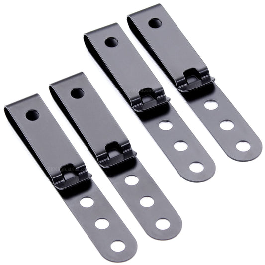 HolsterSmith Universal Metal Belt Clip for Holster Making - (Model 5) - (3-Hole) - (Tactical Black) - (4 Pack)