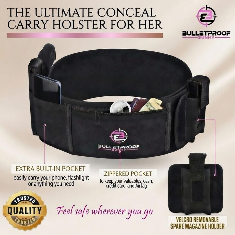 Belly Band Holster for Concealed Carry - Gun Holster for Women - Fits Glock, Smith Wesson, Taurus, Ruger, Sig, and More -Breathable Neoprene Waistband Holster for Most Pistols and Revolvers