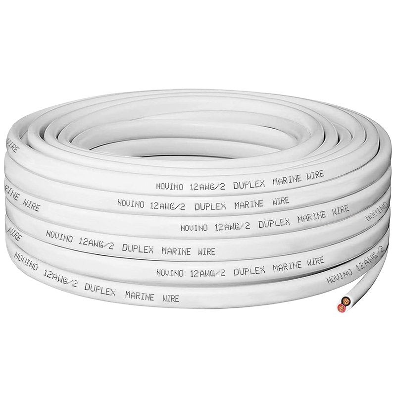 12 Gauge Marine Wire 12 AWG Duplex Marine Grade Wire,100ft Tinned Copper Heavy Duty Sheathed Boat Electrical Cable for Boat/Automotive/RV/Camper/Trailer