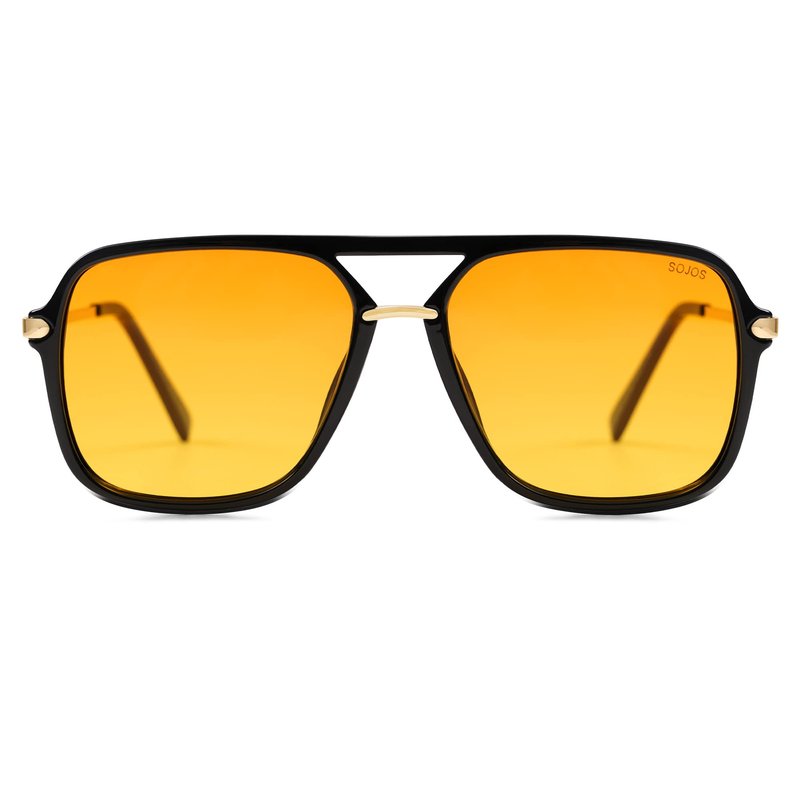 SOJOS Sunglasses for Women & Men, Square, Black Yellow, SJ2229
