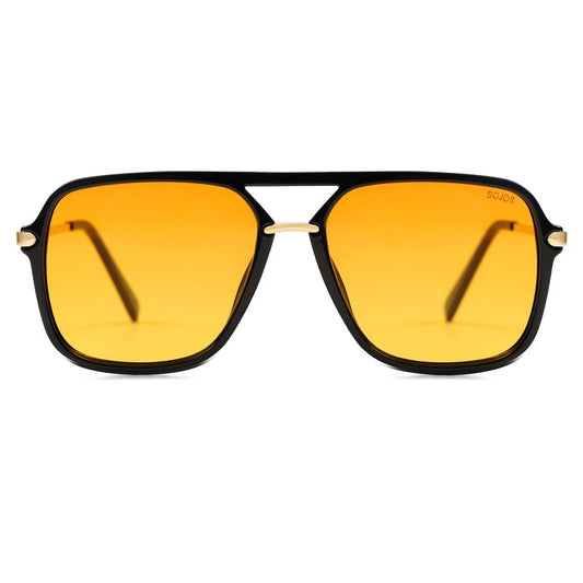 SOJOS Sunglasses for Women & Men, Square, Black Yellow, SJ2229