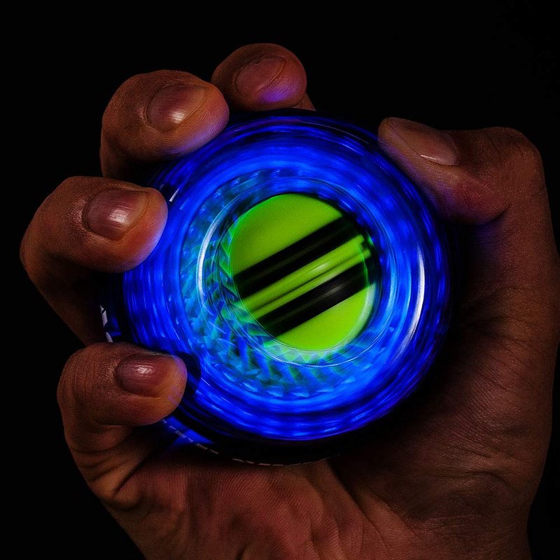 ACELETE Gyro Ball with Counter Wrist Exerciser Gyroscope Ball Forearm Strengthener for Stronger Wrist Bones and Muscle with LED Light(Blue with Counter)
