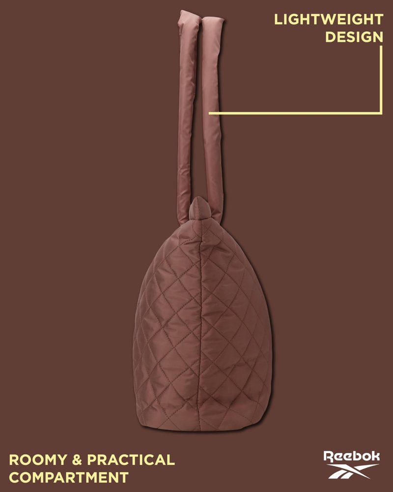 Reebok Womens Tote Bag - Lightweight Carry On Puffer Quilted Tote Bag for Travel Work Travel and Daily Essentials, Size One Size, Barbara Choco Malt