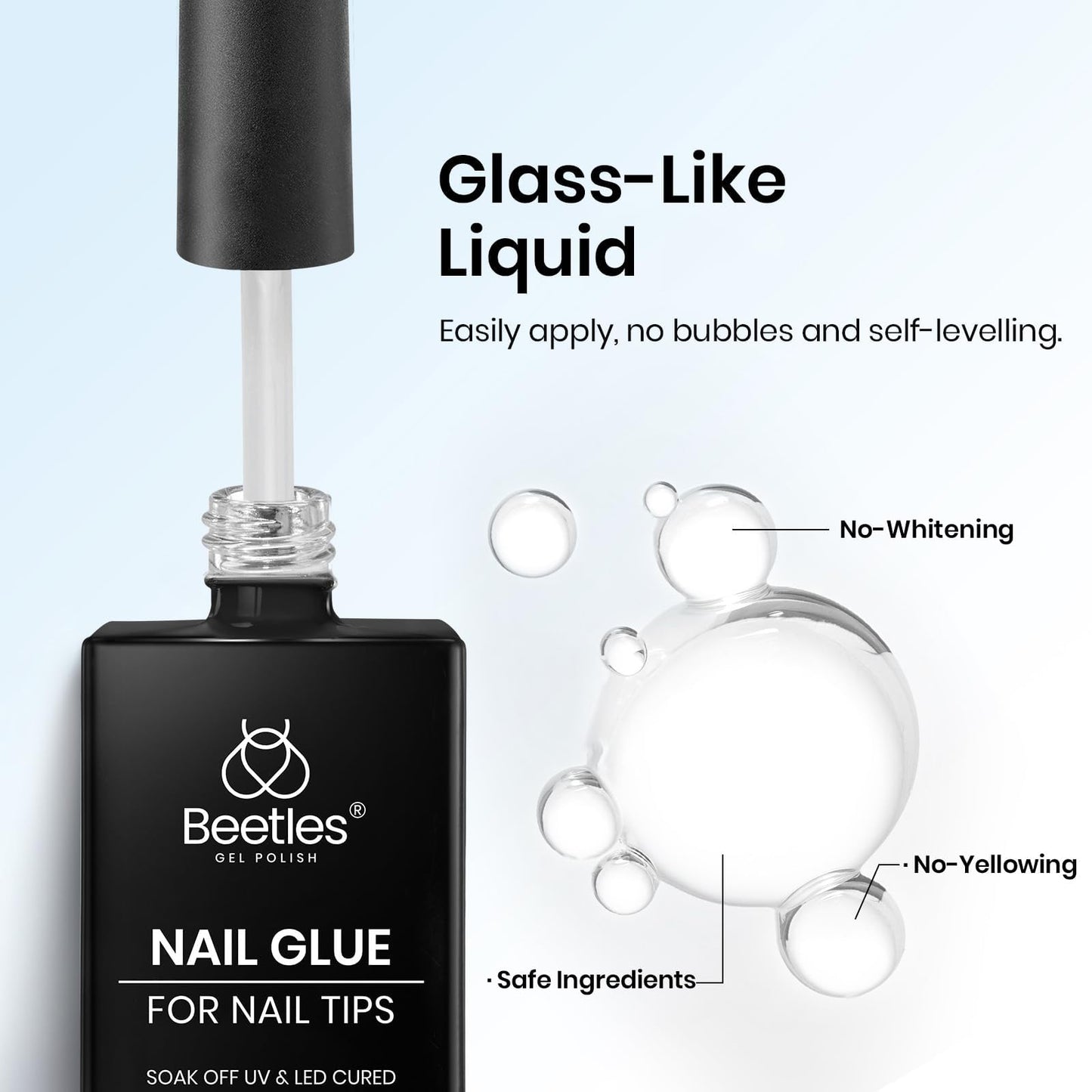 Beetles Gel Nail Kit Short Almond, 240Pcs Easy Nail Extension Set Shaped Clear Tips with 5 in 1 Nail Glue Base & Top Coat and Mini UV Lamp, Nail Tips Art Acrylic Nail Kit Gifts for Women