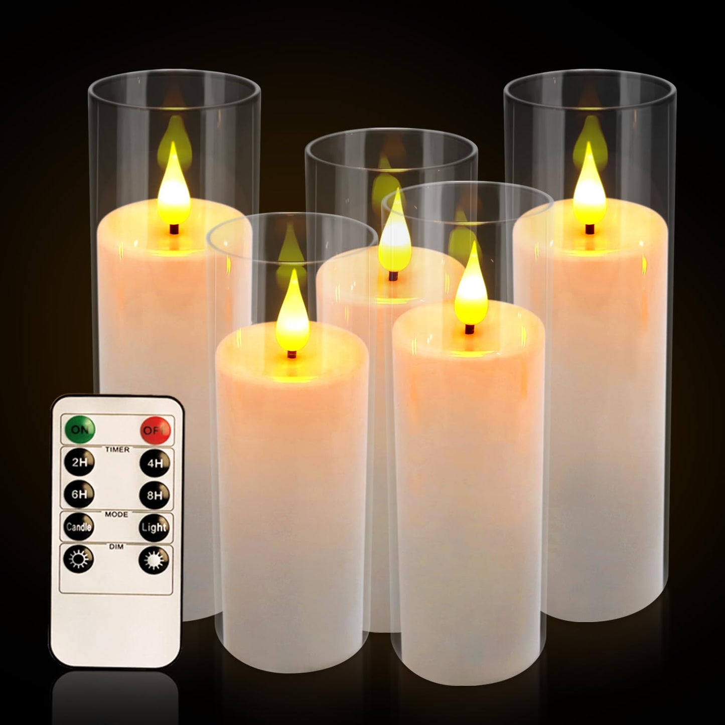 YOROXRG Flameless Candles,Battery Operated LED Candles Ideal for Halloween, Christmas,Home Decor,Home Party Wedding Indoor Outdoor,White 2.2X5“6”6“7”7“H