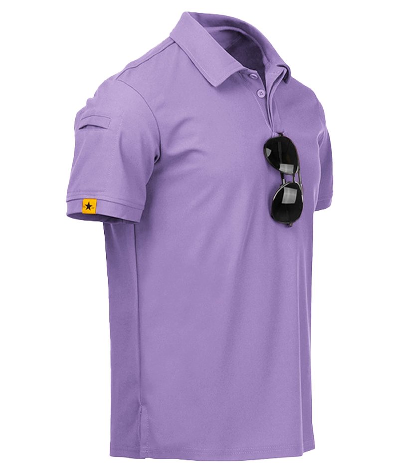 ZITY Mens Polo Shirt Short Sleeve Sports Tactical T-Shirt Athletic Golf Polos Daily Casual Stylish Collared Shirts for Men Lilac X-Large