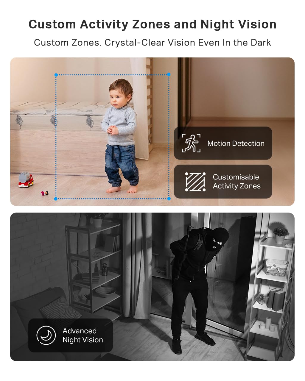 Tapo TC70 Pan/Tilt Indoor Camera House Security Camera, Dog Camera, No Monthly Fee, AI Detection, WiFi Camera, Baby Camera Monitor, 1080p Full HD, 360° View, Night Vision, Works with Alexa & Google