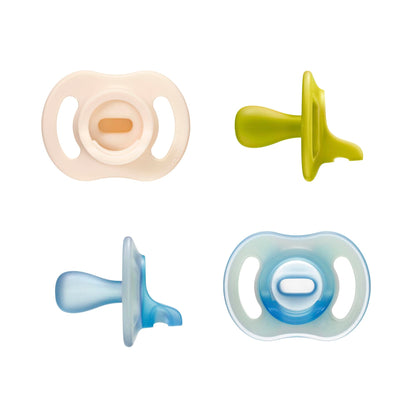 Tommee Tippee Ultra-Light StayPut Day and Night Dummies, 6-18m, 4 Pack, One-Piece Silicone Soother, Soft Skin Feel