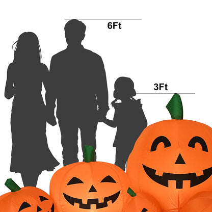 TechKen Halloween Inflatables 8FT Long Inflatable Pumpkins with Built-in LEDs - Outdoor Yard Decorations for Harvest and Halloween Party, Garden, Lawn - Fun Halloween Decors Harvest Giant Pumpkins