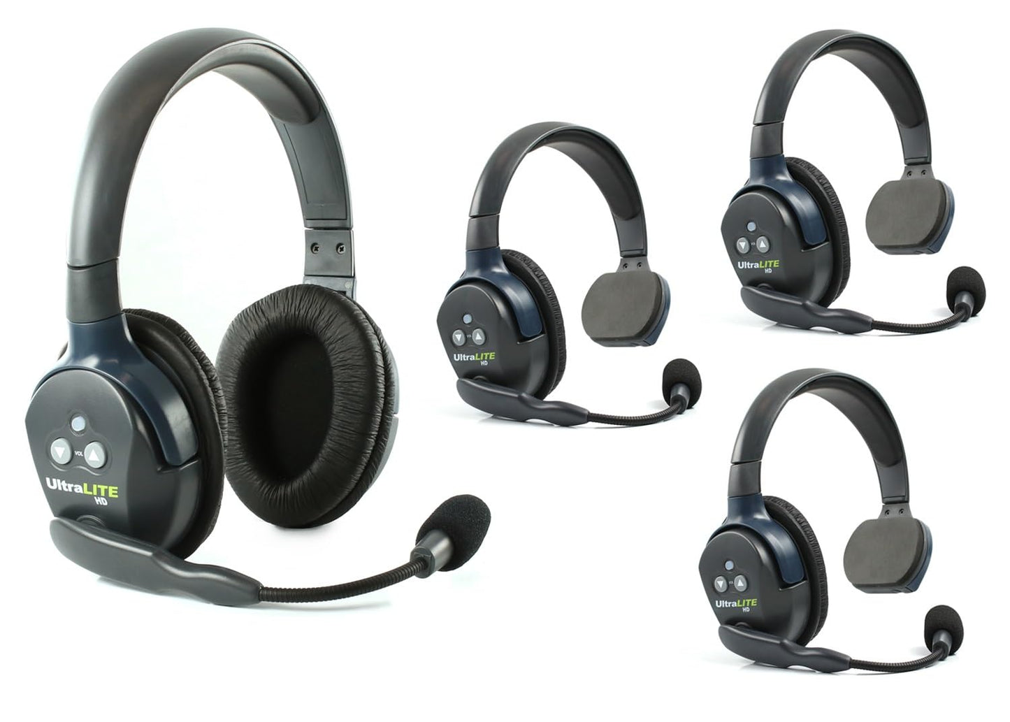 Eartec UL4S Ultralite Full Duplex Wireless Headset Communication for 4 Users - 4 Single Ear Headsets with SolidSignal Cleaning Wipes Bundle