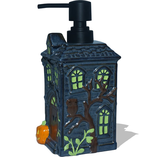CAAHANJIA Haunted House Soap Dispenser,Refillable Halloween Liquid Hand Soap Dispenser for Bathroom, Kitchen Sink - Black