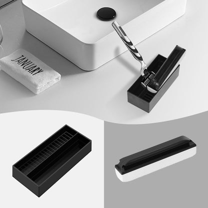 Beard Cleaner Brush and Holder Set: Clean Up Beard Trimmings from Sinks and Countertops After Shaving - Best Gifts For Men Beard Brush Clean Up Sink (Set)