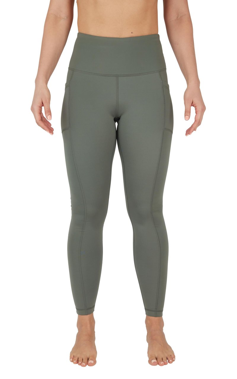90 Degree By Reflex High Waist Fleece Lined Leggings with Side Pocket - Yoga Pants - Mulled Basil with Pocket - Large
