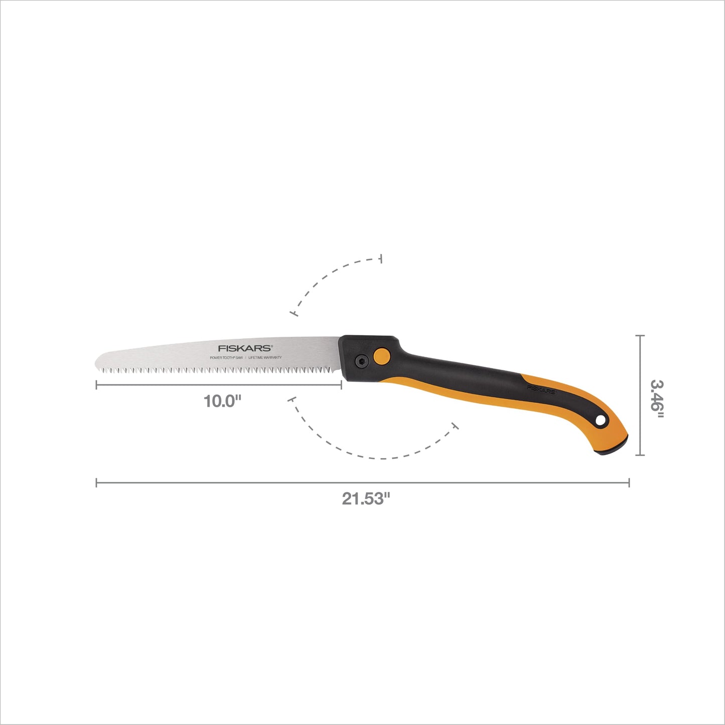Fiskars Hand Saw, Folding Saw with Dual Position Locking Saw Blade for Overhand Cuts and Under Cuts and Power Tooth Blade with Triple Ground Teeth, Soft Grip 10-Inch Pruning Saw