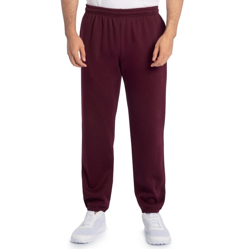 Fruit of the Loom Men's Eversoft Fleece Sweatpants with Pockets, Moisture Wicking & Breathable, Sizes S-4X, Elastic Bottom-Maroon, XX-Large