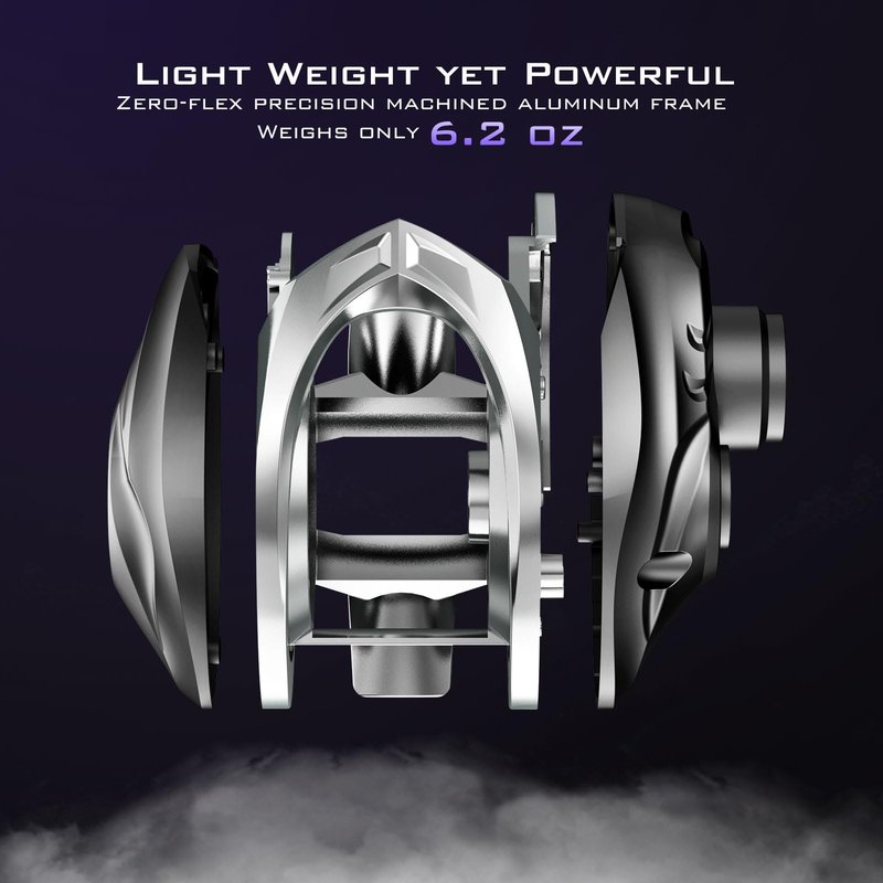 KastKing MegaJaws Elite Baitcasting Reels, 7.2:1 Gear Ratio, Right Handed, Black Violet, Shallow Spool, No Flipping Switch