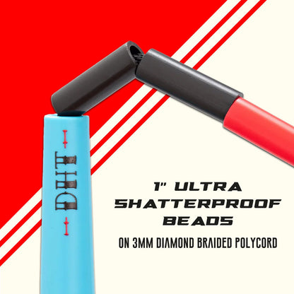 Elite Jumps - Do Hard Things Edge Beaded Jump Rope - For All Ages - Durable & Lightweight - 10ft Long Adjustable Rope - Tangle-Free - Shatterproof 1” Beads - Long Edge Handles - Graphite