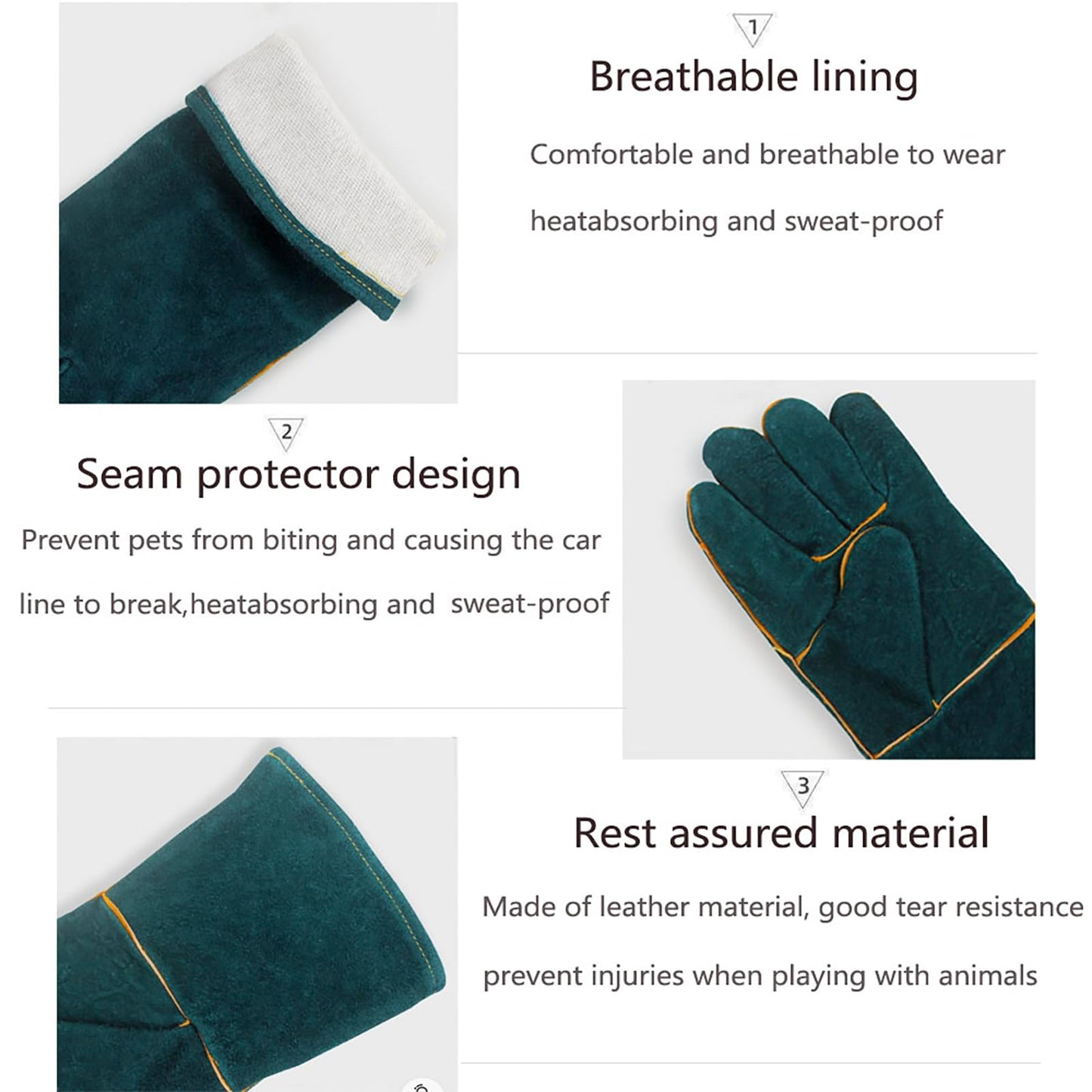 FIPASEN Animal Handling Gloves Bite Resistant, 23.6'' Anti Scratch Gloves for Cats, Multipurpose Bite Proof Leather Pet Gloves for Grabbing Cat Reptile Puppy Bird Poultry or Gardening Welding