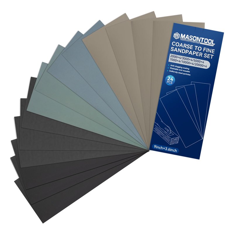 MASONTOOL 24Piece Ultra Fine Sandpaper 2000 3000 5000 7000 10000 20000Grit