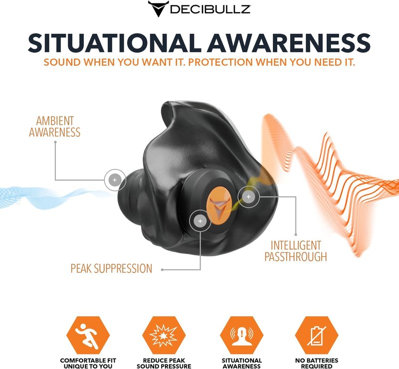 Decibullz Moldable Earplugs for Hunting & Shooting - Custom Fit, 31dB NRR, Comfortable Hearing Protection