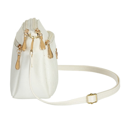 FULEI White Cross Body Bag for Women Small Soft PU Leather Ladies Handbags Shoulder Purse
