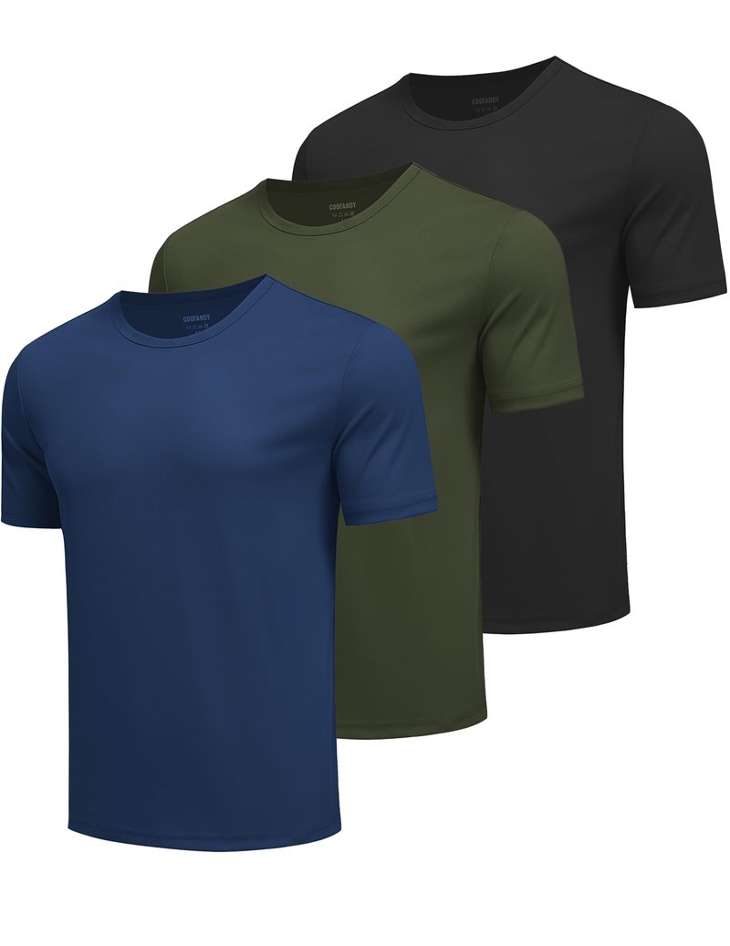 COOFANDY Men's Workout T-Shirts 3 Pack Quick Dry Moisture Wicking Athletic Shirts Crew Neck T Shirts