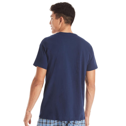 Hanes Men's T-Shirt, Moisture-Wicking Cotton Crewneck Pocket Tees, 6-Pack, Grey Heather, Black, Hiker Green, White, Navy, Blue