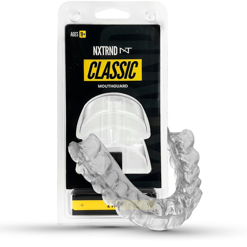 2 Pack Nxtrnd Classic Mouthguard, Custom Fit Sports Mouthpiece for Football, Boxing, MMA, Basketball, Hockey, Lacrosse, Youth & Adult (Transparent)