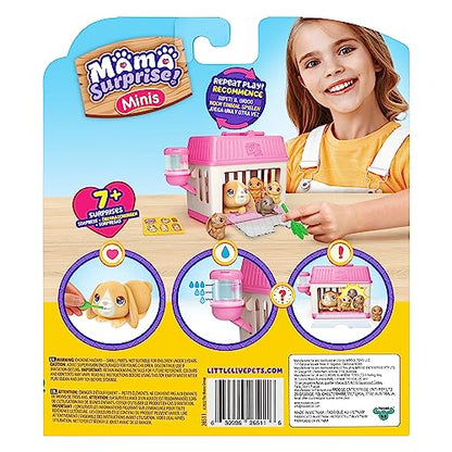 Little Live Pets - Mama Surprise Minis, Feed and nurture a Lil' Bunny Inside their Hutch so she can be a Mama, She has 2, 3, or 4 Babies with Surprise Accessories to Dress Up the Babies,